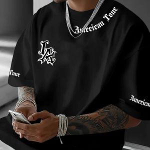 The 2025 summer new mens T-shirt letter-printed casual graphic round-neck T-shirt short-sleeved sports womens T-shirt suita