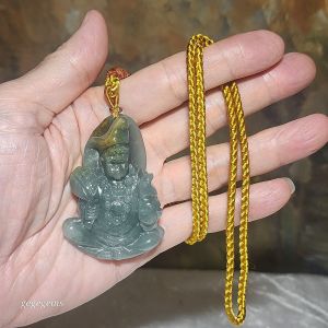 Type A Jadeite Premium yellow light blue green Ji Gong Jade pendant (with certificate) [Natual Crystal]