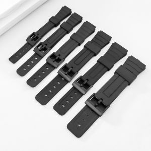 Dây Đeo Đồng Hồ Bằng Nhựa PU Màu Đen Phổ Thông Dây Đeo Silicon Cho Casio F-91W F-84 F-105/108 A-158/168 AE-1200/1300 Có Nhiều Kích Cỡ Khác Nhau 12/14/16/18/20/22mm