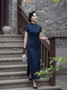 Retro Floral Cheongsam Style Slim Fit Short Sleeve Dress