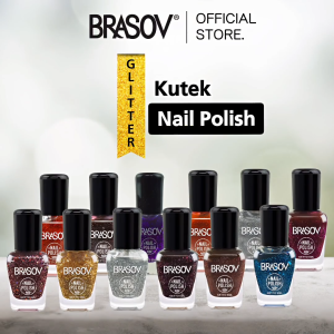 BRASOV Kutek Cat Kuku Glitter 8 ML Kutek Glitter Nail Polish Glitter Warna Menarik Tebal Tahan Lama