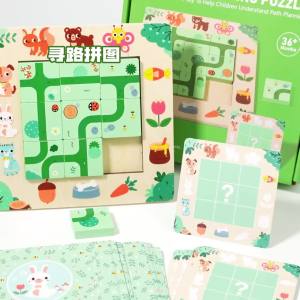 Wooden Block Puzzle Wayfinding Montessori Learning Puzzle Board Puzzles Shape And Color Cognitive Toys Early Educational Puzzle