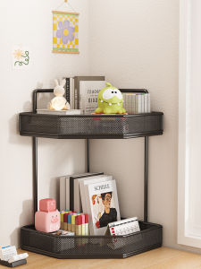 Corner Office Desk Triangular Shelf Multi-layer Small Fan-shaped Storage Rack Workbench Organizer Modern Simple Style Iron Material