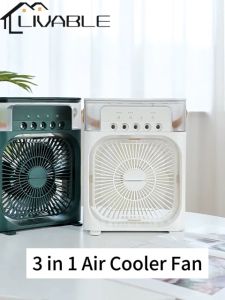 LIVABLE Aircon Fan 3 in 1 Portable Air Cooler Fan Mist Cooling Fan Humidifier Fans Purifier Desktop Electric Fan