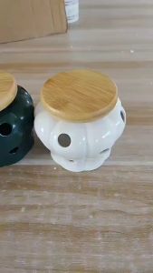 Wadah Tempat Bawang Aesthetic Jar Keramik: Kotak Penyimpanan Bawang Putih Jahe