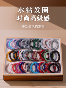 Dây Buộc Tóc Kim Cương Nước Dopamine Sang Trọng Mới 2025 Dành Cho Nữ Cao Cấp Cao Đàn Hồi Cao Dây Đeo Tay Vòng Tròn Phụ Kiện Tóc