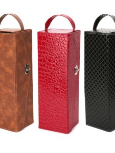 Foldable Single Bottle Wine Box Red Wine Packaging Gift Box Leather Bag Universal Wine Storage And Serving Solution PU Leather