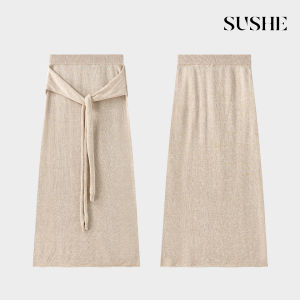 SUSHE | High Quality Cotton French Style Neck Halter Wrap Skirt Set