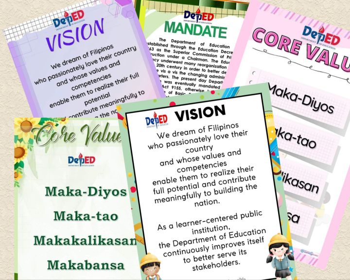 A4 size Deped Mission, Vision Core Values , Deped Mandate Random ...