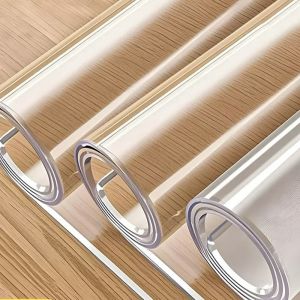 PVC Table Cover Clear Plastic Table Mat Waterproof Oil-Proof Heat-Resistant Easy Clean Non-Slip Surface Protector for All Table