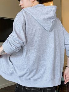 ROMON | Romon Mens Open Cardigan Hoodie Spring Autumn New Fashion Loose Casual Sports Zipper Jacket Youth Urban Style PU Material