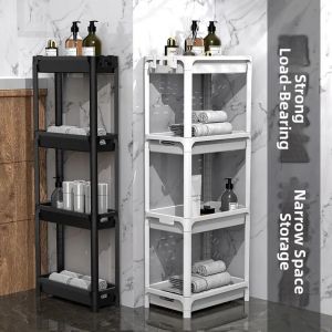 Bathroom Plastic Storage Rack Floor Standing Multi-layer Organizer Shelf Gap Filler Nordic Style Toilet Storage Solution