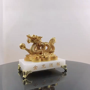 Naga Emas Fengshui  - Pembawa Hoki Dan Kemakmuran-Bahan Resin Kokoh-Dekorasi Rumah Fengshui
