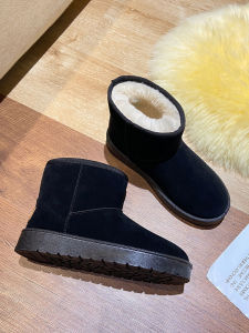 Giày Bốt Đi Tuyết Mùa Đông Ấm Áp Đế Cao Su Đế Phẳng Mũi Tròn Lót Lông Cừu Thời Trang Cho Nam Và Nữ