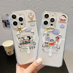 Dễ thương phim hoạt hình snoopy bút màu Shin chan với chức năng từ tính MagSafe Chống Sốc Ốp điện thoại cho Iphone 15Promax 14Promax 13Promax 12Promax Snoopy.Charlie vỏ điện thoại cho Iphone 15 cộng với 14 13 12 11 Ốp điện thoại cho Iphone 15Pro 14pro