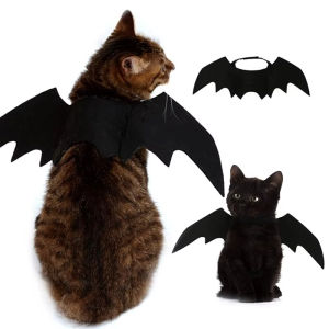 Halloween Cute Pet Clothes Black Wings Costume Cosplay Cat and Dog Halloween Party for Pet Supplies