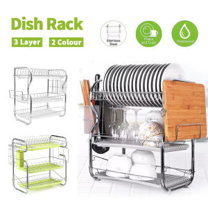 🏠Kitchen Wooden Dish Rack Dish Drainer Plate Rack Rak Pinggan Kitchen Storage Drying Rack Stainless Steel Dish Drainer Rak Pinggan Mangkuk Storage Rack 碗架