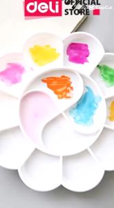 Khay pha màu Deli - 12 ngăn - 1 chiếc thiết kế nhựa trắng dễ nhìn - VPP Bảo An