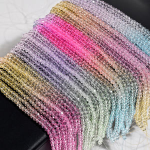 90Pcs 4mm Faceted Football Shape Glass Crystal Round Colorful Loose Beads for Jewelry Bracelet Necklace Accessories DIY Making