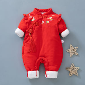 Autumn Winter Thin Cotton Baby Romper Windproof Clothes for 6 Months Old Girl Baby Full Moon Hundred Days Crawling Suit