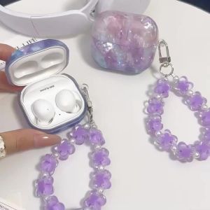 Gradient Purple Shell Pattern Glossy Earphone Case For Samsung Buds 3 2 Pro buds FE Live Wireless Headphone Protection Cover