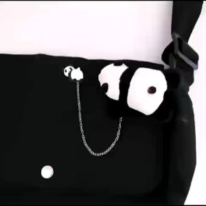 Bros Pin Kartun Desain: Boneka Kartun Panda Sunflower & Dinosaurus Dengan Rantai Logam