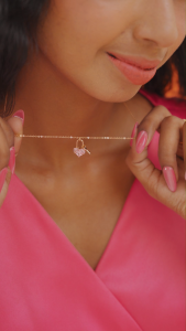 DAVINA Ladies Eliye Necklace Rose Gold Color Sterling Silver 925 - Kalung Wanita Perak S925