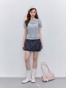 Bow Detail 3D Pockets A-Line Skirt Short