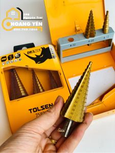 Bộ 3 mũi khoan bước Tolsen 75878 phủ titan siêu cứng đường kính 4-32mm - Khoan được nhiều cỡ lỗ trong 1 mũi khoan