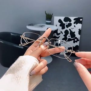 Photochromic Anti Radiation Glasses for Women Men Fashion Rimless Eyeglasses