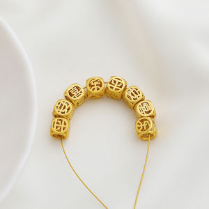 Phụ Kiện Trang Sức Vòng Tay Dây Chuyền DIY Hạt Xoay Chuyển Vận Mệnh Hạt Lỗ Lớn Vui Vẻ Bình An Chạm Rỗng Phong Cách Quốc Gia Giữ Màu Cao Sa Kim