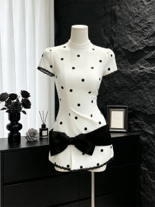 Elegant Dots and Bow Short Dress