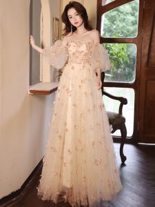 ชุดแต่งงานสุดหรูสำหรับคู่รัก ชุดราตรีผู้หญิง ชุดเจ้าสาว ชุดเดรสยาว แขนสั้น ทรงเข้ารูป ชุดราตรียาว ชุดงานเลี้ยง