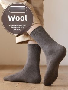 Socks Mens Middle Tube Socks Autumn and Winter Wool Socks Cashmere Thickened Heattech Winter Antibacterial Deodorizing Filter Mens Stockings Winter