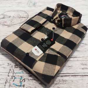 Kemeja Hem Flanel Pria & Wanita Lengan Panjang Motif Kotak-Kotak Krem M L XL XXL TREN 2024 Premium