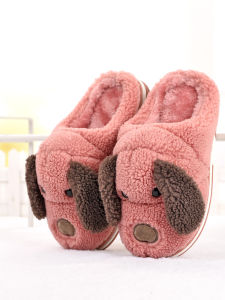 Dép Bông Đế Dày Hoạt Hình Cho Trẻ Em Và Người Lớn Dép Bông Lông Cừu Ấm Áp Trong Nhà Dép Đế Dày Chống Trượt PVC