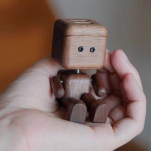 New Shaking Wooden Man Figurine Handmade Shaking Feet Wooden Car Dashboard Decorations Creative Wood Desktop Decor with Unscented Aromatherapy Tablets