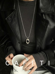 CAFFTI | Adjustable Luxury Long Necklace Natural Black Agate Gold Silver