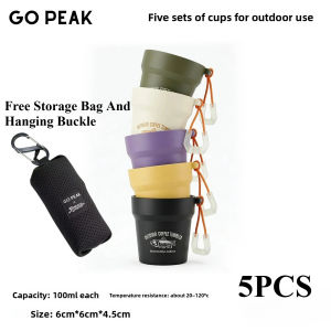 Mountainhiker | 5PCS GO PEAK Cup Set Ultralight Portable Travel Camping Coffee Mugs for Backpacking Hiking with Storage Bag and Hanging Buckle