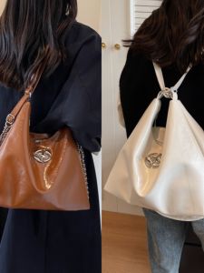 Soft Leather Idle Style Womens Tote Bag Two Shoulders Cross-Body Dual-Use Bag Female 2024 New Arrival Fashionable Stylish Advanced Texture