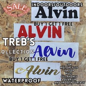 sticker name (buy 1 get 1 free) motorcycle car tumbler laptop decal decals vinyl waterproof alvin