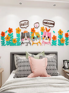 Acrylic 3D Cat Wall Stickers Childrens Room Kindergarten Decorative Waterproof Adhesive Animal Pattern Cute Style Wall Decals