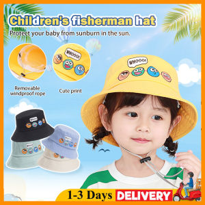 Kids Hat Cartoon Fashion Double Sided Bucket Hat Boys Girls Embroidered Cotton Reversible Fold Sun Beach Fisherman Caps