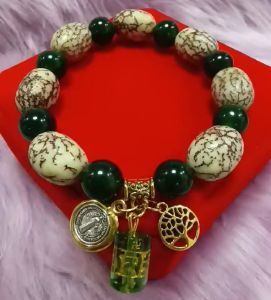 Buto ng Sinukuan Trendy Jade Bracelet with Buto ng Sinukuan Pangontra sa Inggit St Benedict Proteksyon Money Tree Mantra Pampasuwertes sa Negosyo Pera Trabaho