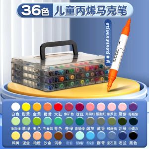 Miya ปากกาสีอะคริลิคDual Tip Markers พร้อมปลายแปรงและ Fine Tip 12/24/36/48 สีวาดงานฝีมือ DIY ทําอุปกรณ์ศิลปะ