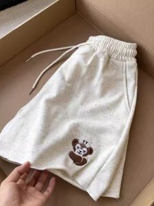 กางเกงขาสั้นทรงหลวมสบาย ๆ ปักลายหมีน่ารักสำหรับผู้หญิง กางเกงขายาวทรงหลวมสบาย ๆ ระบายอากาศได้ดี สไตล์เกาหลี