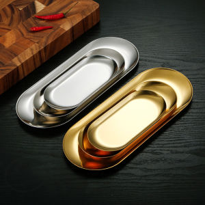 Stainless steel oval plates drop resistant and durable fruit plates dessert plates snack plates cake plates food tray storage trays