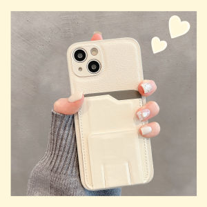 Luxury Leather Phone Case with Card Holder Stand Full Cover Anti-Fall for iPhone 17 14 pro Max 11 Minimalist 12 New Model 16 pro 15