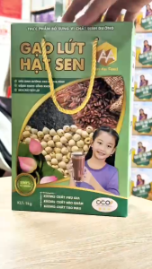 Bột gạo lứt hạt sen mè đen ( bột gạo lứt An An 1kg)- Tốt cho sức khoẻ xương khớp và giấc ngủ hữu cơ tự nhiên sản phẩm OCOP