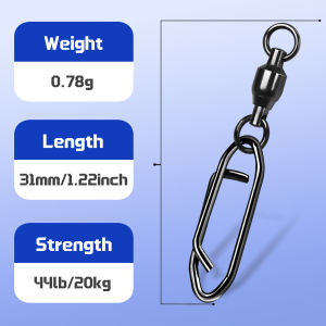 9KM 10PCS Stainless Steel Ball Bearing Swivel  Fishing Snap Swivels Power Clips for Saltwater Lures Fishing Terminal Tackle
